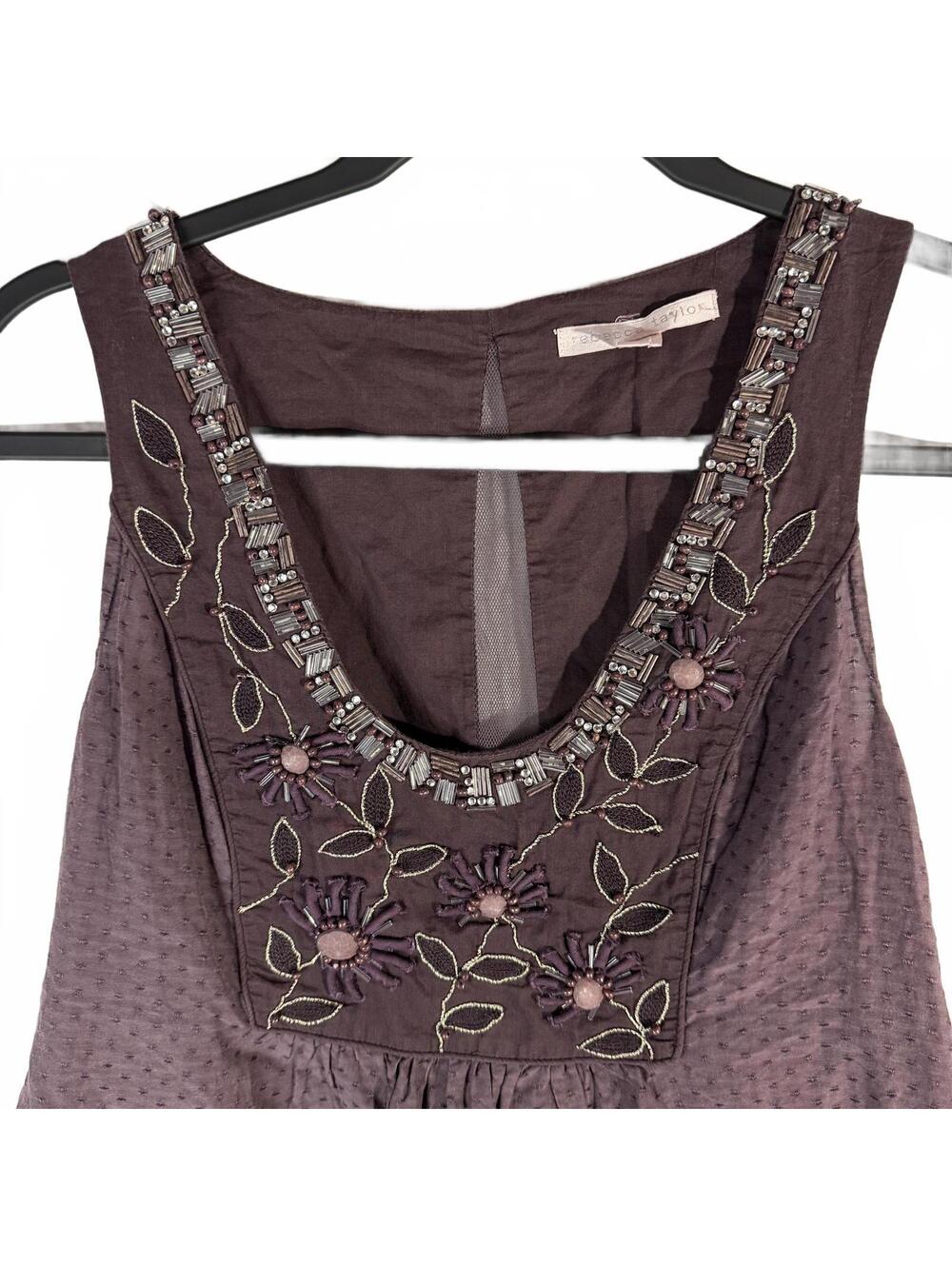 Rebecca Taylor Embroidered Floral Sleeveless Dress Size 2